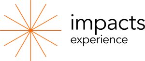 Orange spokes radiating from center of graphic with the text "impacts experience" on the right side of the image