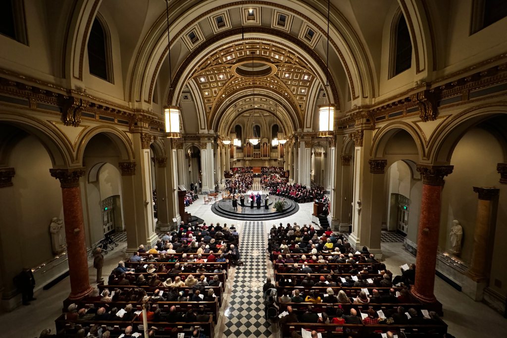 The interior of a church.