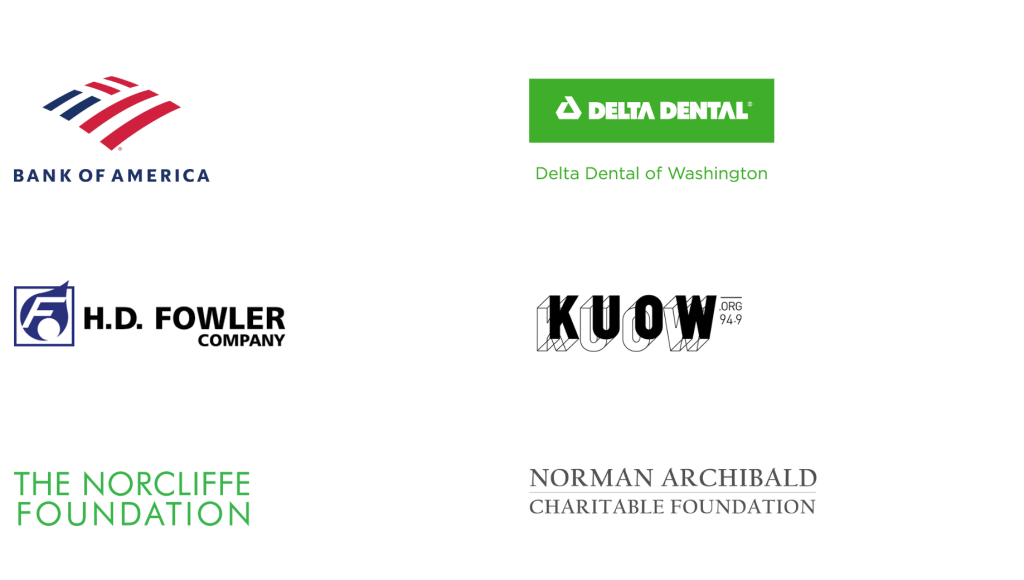 BOA, Delta, HD Fowler, KUOW, Norcliffe, Norman logos