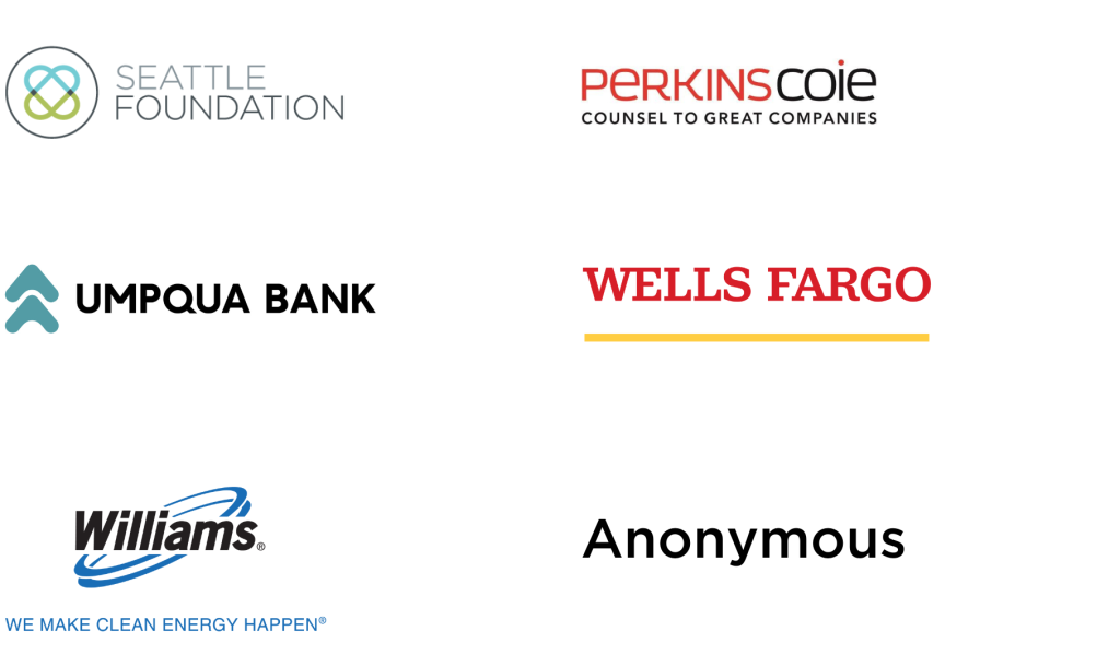 Seattle Foundation, Perkins Coie, Umpqua Bank, Williams, Anonymous logos