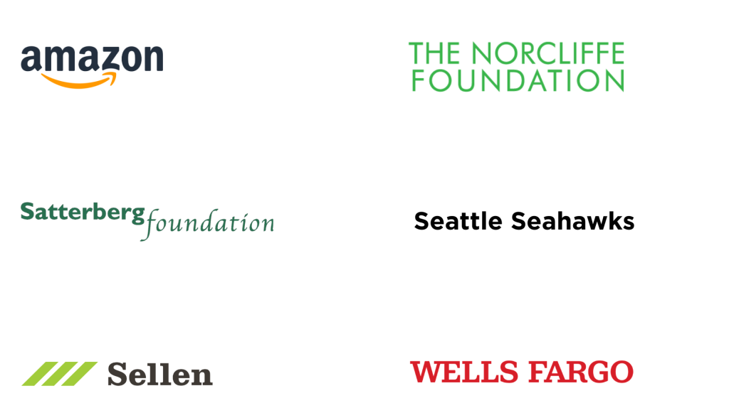 Amazon, The Norcliffe Foundation, Satterberg Foundation, Seattle Seahawks, Sellen, Wells Fargo.